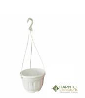 Кашпо 3,7 л с переливом+ подвес (белый) ( 210х155 мм), литье