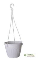 Кашпо 5,5 л с переливом+ подвес (белый) ( 250х175 мм), литье